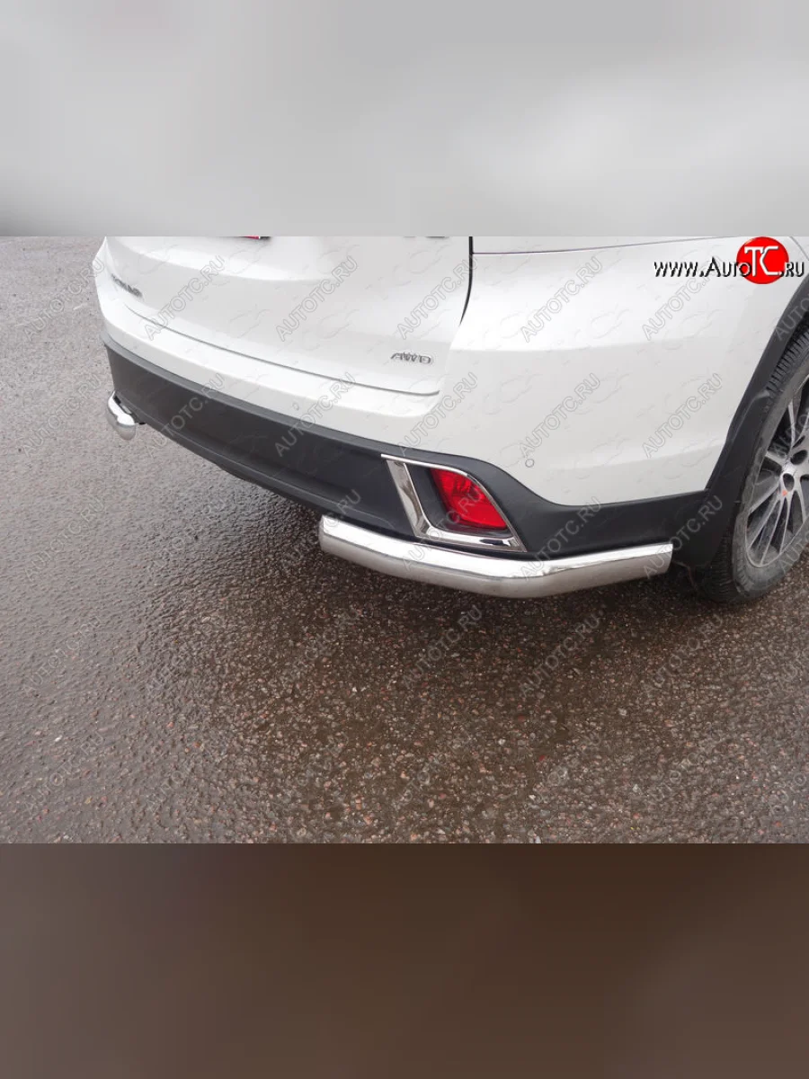 Защита задняя (уголки овальные 75х42 мм) ТСС Тюнинг Toyota Highlander XU50 рестайлинг (2016-2020) (уголки овальные)  в Самаре Самарской области