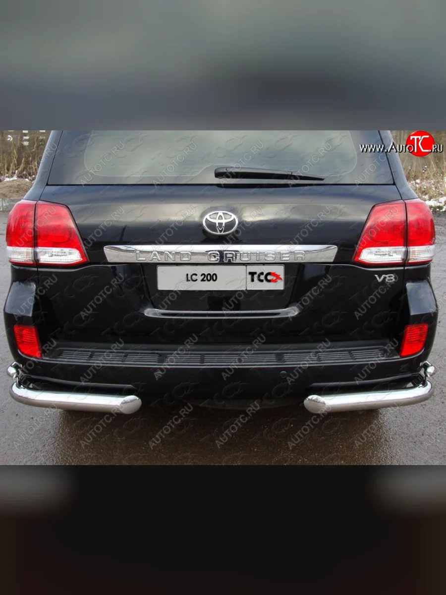 Защита задняя (уголки овальные 75х42 мм) ТСС Тюнинг Toyota Land Cruiser 200 1-ый рестайлинг (2012-2015) (уголки овальные)  в Самаре Самарской области