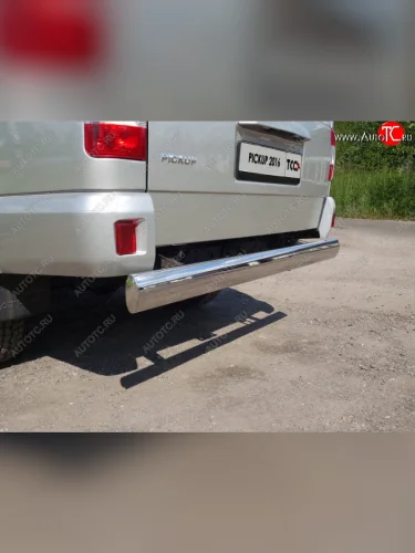 Защита задняя (центральная 120х60 мм) ТСС Тюнинг (центральная) Уаз Патриот  23632 (2016-2025) 2-ой рестайлинг пикап