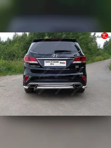 Защита задняя (центральная 60,3 мм) ТСС Тюнинг (центральная) Hyundai Santa Fe  DM (2015-2019) рестайлинг
