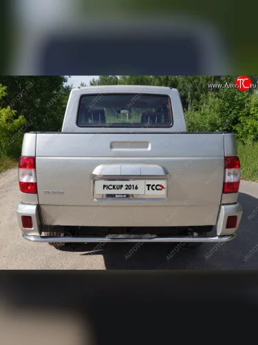 Защита задняя с накладкой (центральная 75*42 мм) ТСС Тюнинг Уаз Патриот  23632 (2014-2016) 1 рестайлинг пикап