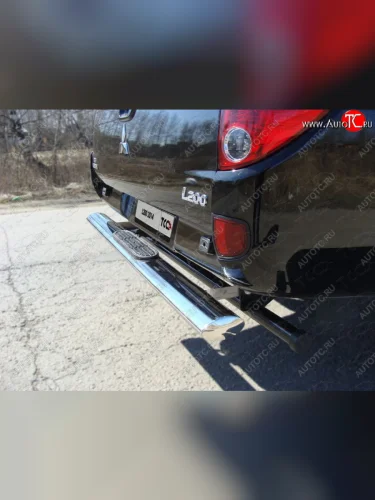 Защита задняя с накладкой (центральная 120*60 мм) ТСС Тюнинг Mitsubishi L200  4 (2013-2016)  рестайлинг