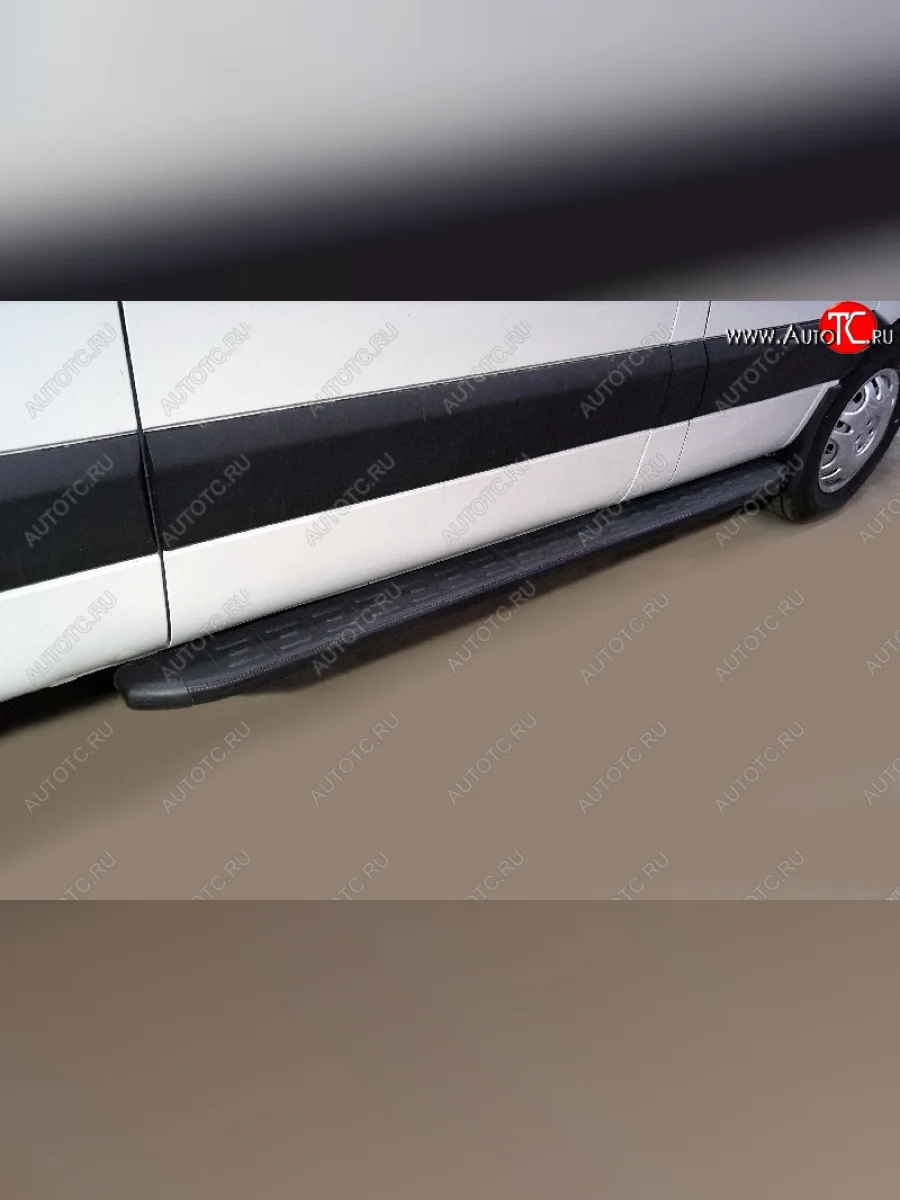 Правый порог алюминиевый с пластиковой накладкой, ТСС Тюнинг Sollers Atlant автобус (2022-2025) (карбон)  в Керчи Республика Крым