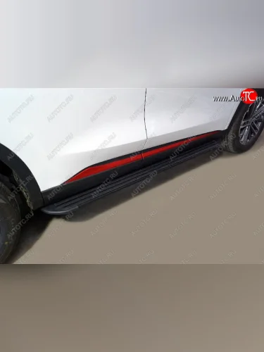 Пороги алюминиевые Slim Line ТСС Тюнинг (Black) Changan CS75 1-ый рестайлинг (2018-2022)