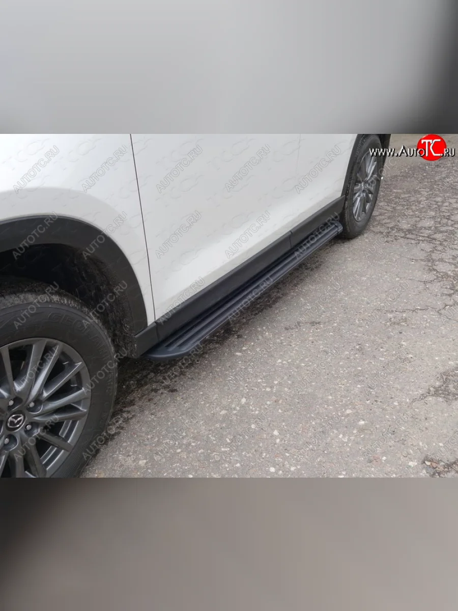 Пороги алюминиевые Slim Line ТСС Тюнинг Mazda CX-5 KF (2016-2025) (Black)  с доставкой в г. Керчь