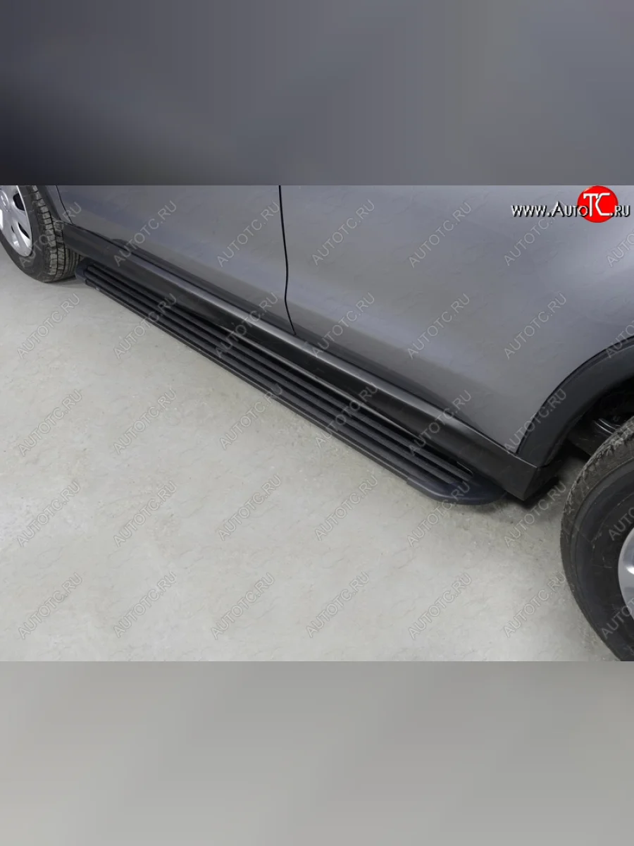 Пороги алюминиевые Slim Line ТСС Тюнинг Mitsubishi ASX 2-ой рестайлинг (2017-2020) (Black)  в Керчи Республика Крым