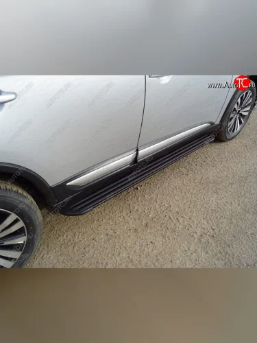 Пороги алюминиевые Slim Line ТСС Тюнинг (Black) Mitsubishi Outlander GF 3-ий рестайлинг (2018-2022)
