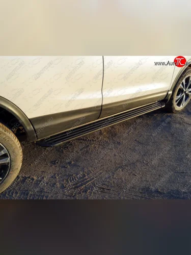 Пороги алюминиевые, ТСС Тюнинг (Slim Line Black) Nissan Qashqai 2 J11 рестайлинг (2017-2022)