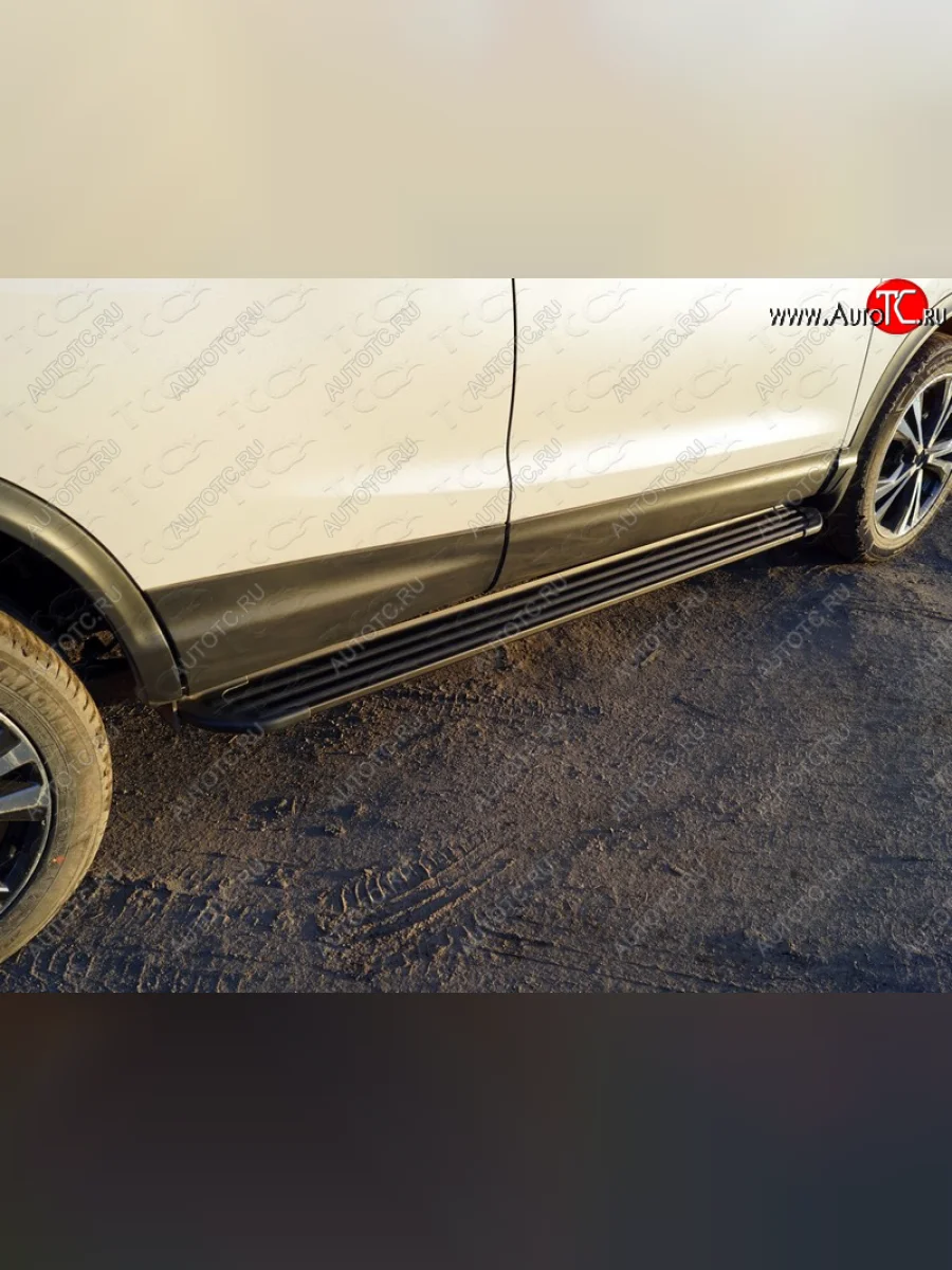 Пороги алюминиевые, ТСС Тюнинг Nissan Qashqai 2 J11 рестайлинг (2017-2022) (Slim Line Black)  в Воронеже Воронежской области