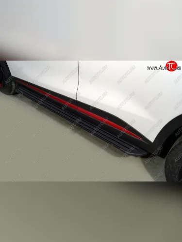 Пороги алюминиевые Slim Line ТСС Тюнинг (Black) Omoda C5 (2021-2025)