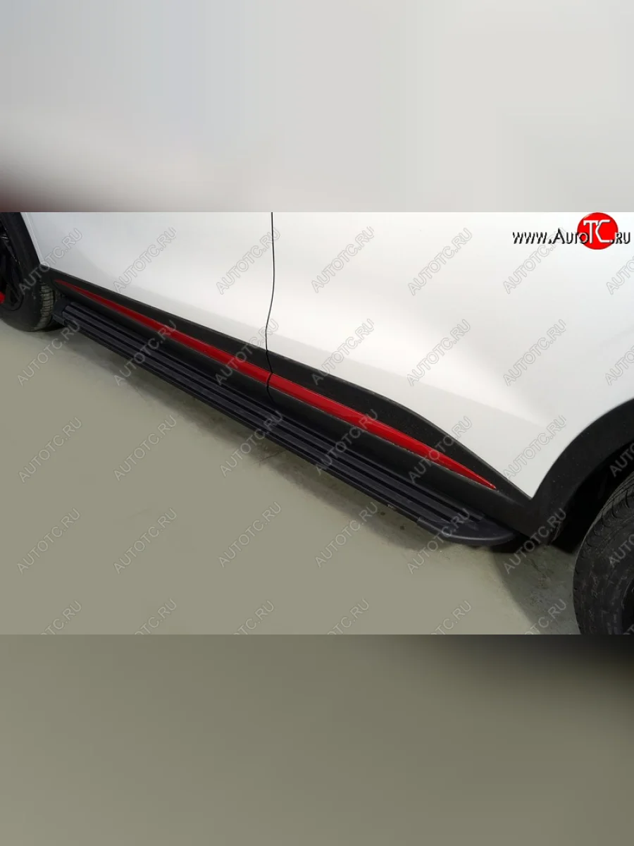 Пороги алюминиевые Slim Line ТСС Тюнинг Omoda C5 (2021-2025) (Black)  в Воронеже Воронежской области