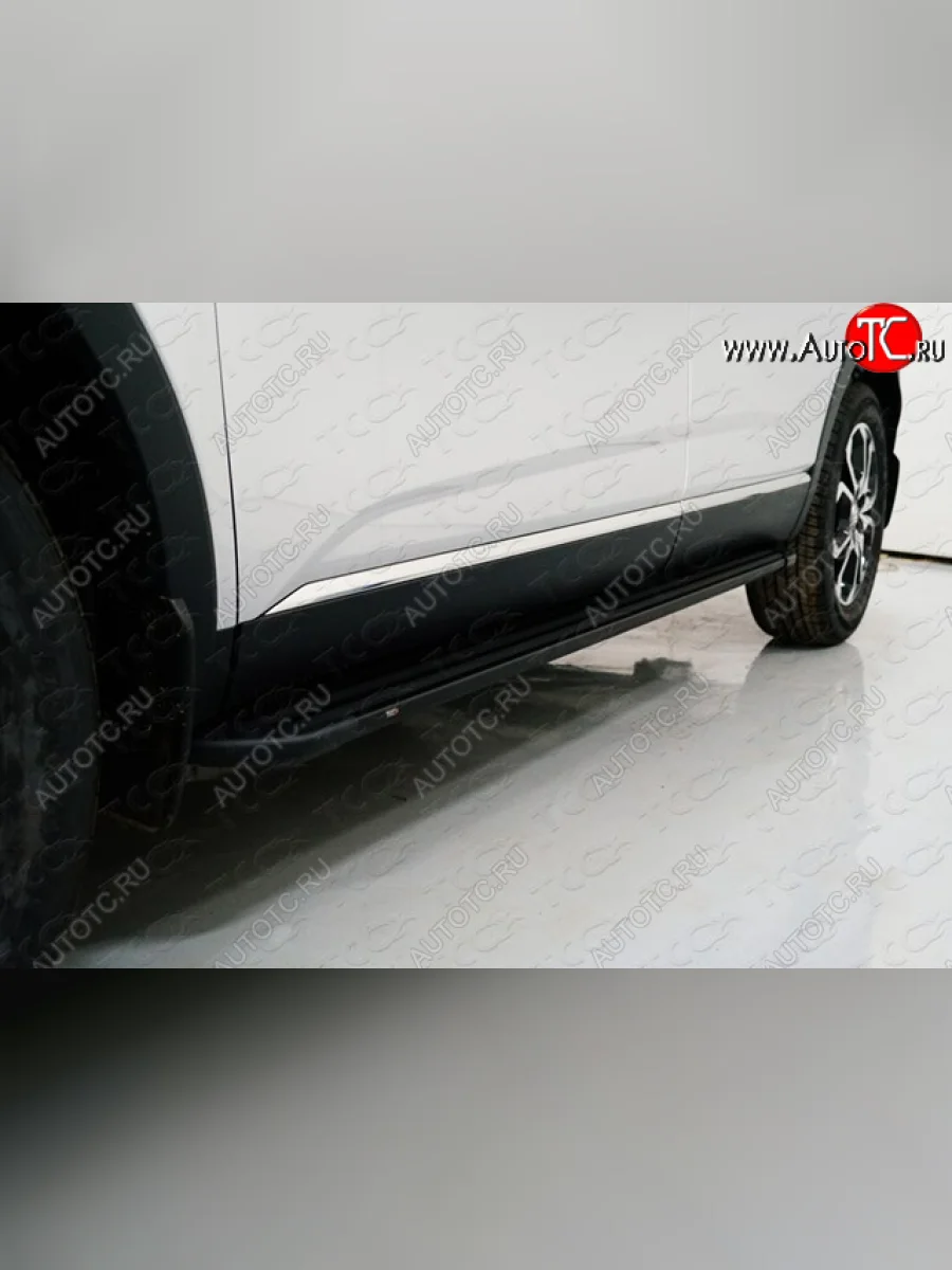 Пороги алюминиевые Slim Line ТСС Тюнинг Renault Arkana (2019-2025) (Black )  в Самаре Самарской области