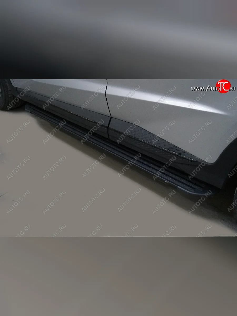Пороги алюминиевые Slim Line ТСС Тюнинг Jetour X70 Plus (2023-2025) (Black)  в Перми Пермском крае