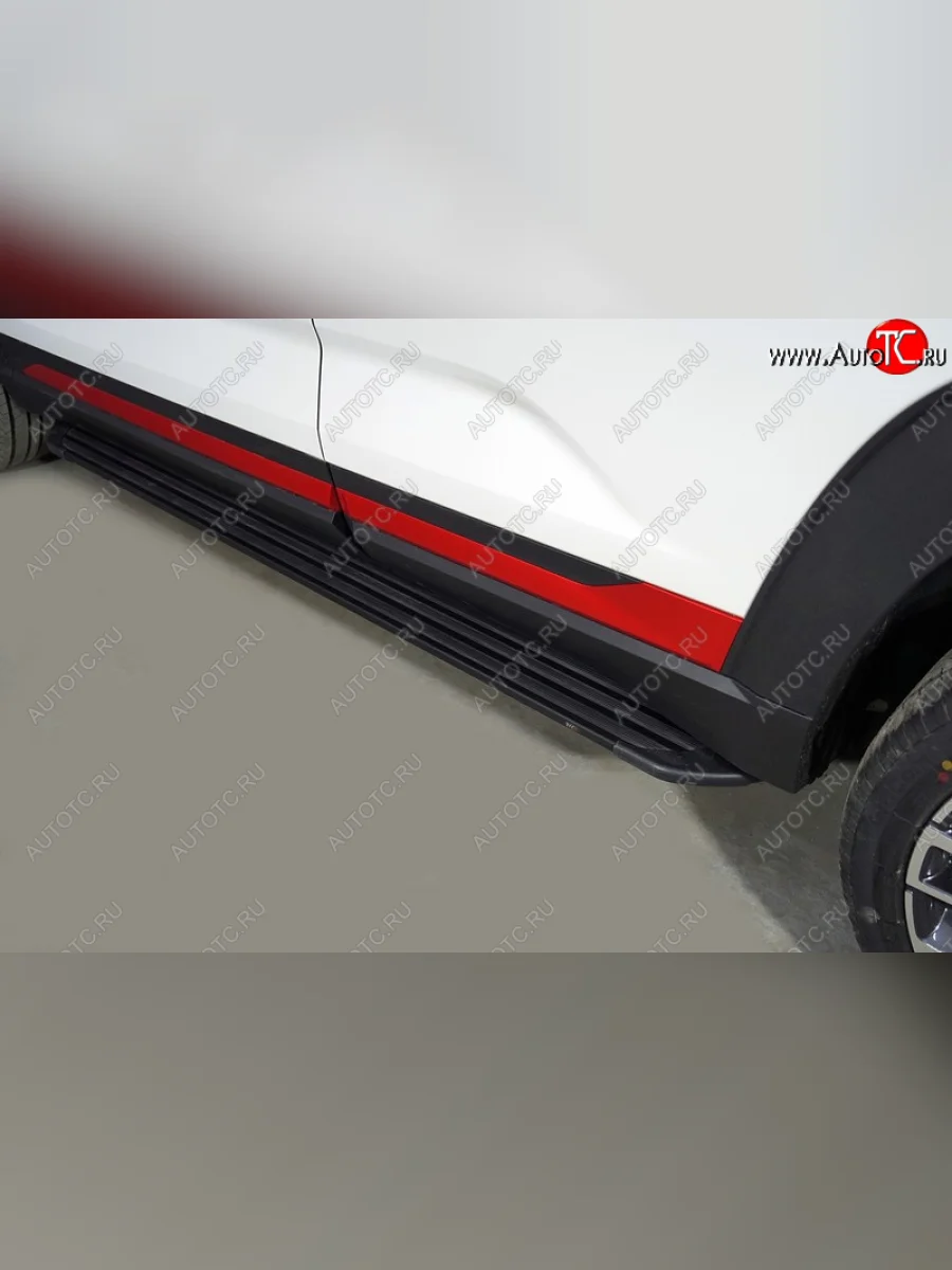 Пороги алюминиевые Slim Line ТСС Тюнинг Changan CS35 Plus рестайлинг (2021-2025) (Black)  с доставкой в г. Керчь