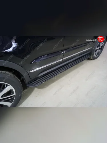 Пороги алюминиевые Slim Line ТСС Тюнинг (Black) Changan CS55 рестайлинг (2018-2023)