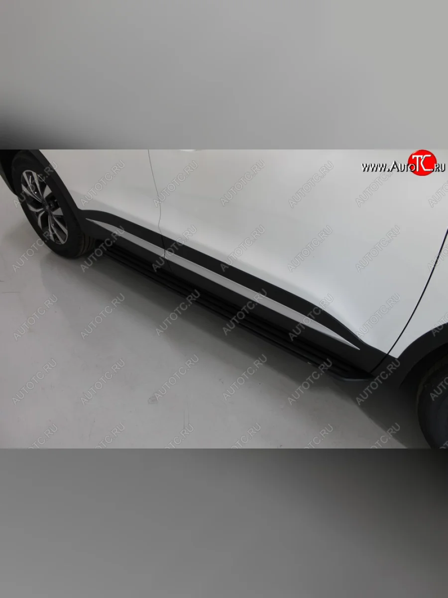 Пороги алюминиевые, ТСС Тюнинг Chery Tiggo 7 PRO (2019-2025) (Slim Line Black)  в Самаре Самарской области