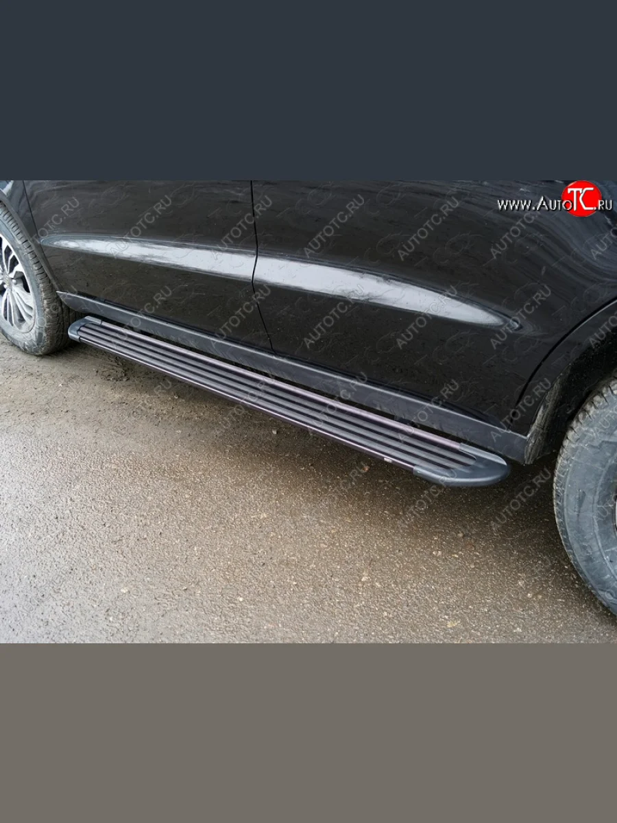 Пороги алюминиевые Slim Line ТСС Тюнинг Geely Emgrand X7 1-ый рестайлинг (2015-2018) (Black)  с доставкой в г. Керчь
