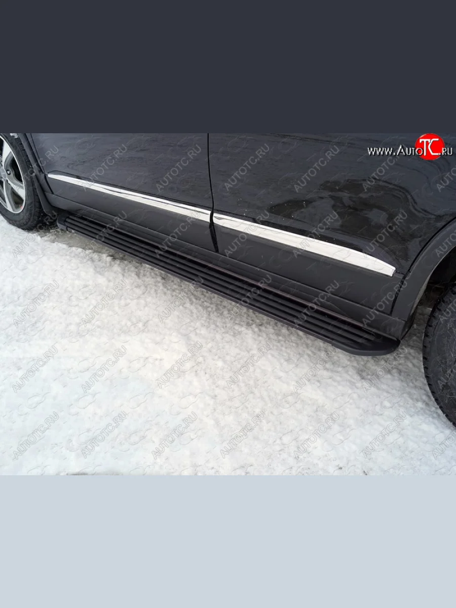 Пороги алюминиевые Slim Line ТСС Тюнинг Haval H6 (2013-2020) (Black)  в Перми Пермском крае