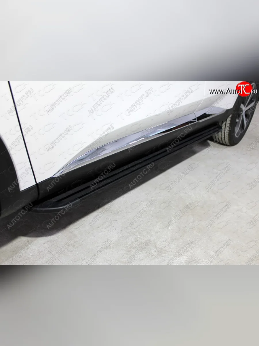 Пороги алюминиевые Slim Line ТСС Тюнинг Haval F7  дорестайлинг (2018-2022) (Black)  с доставкой в г. Керчь