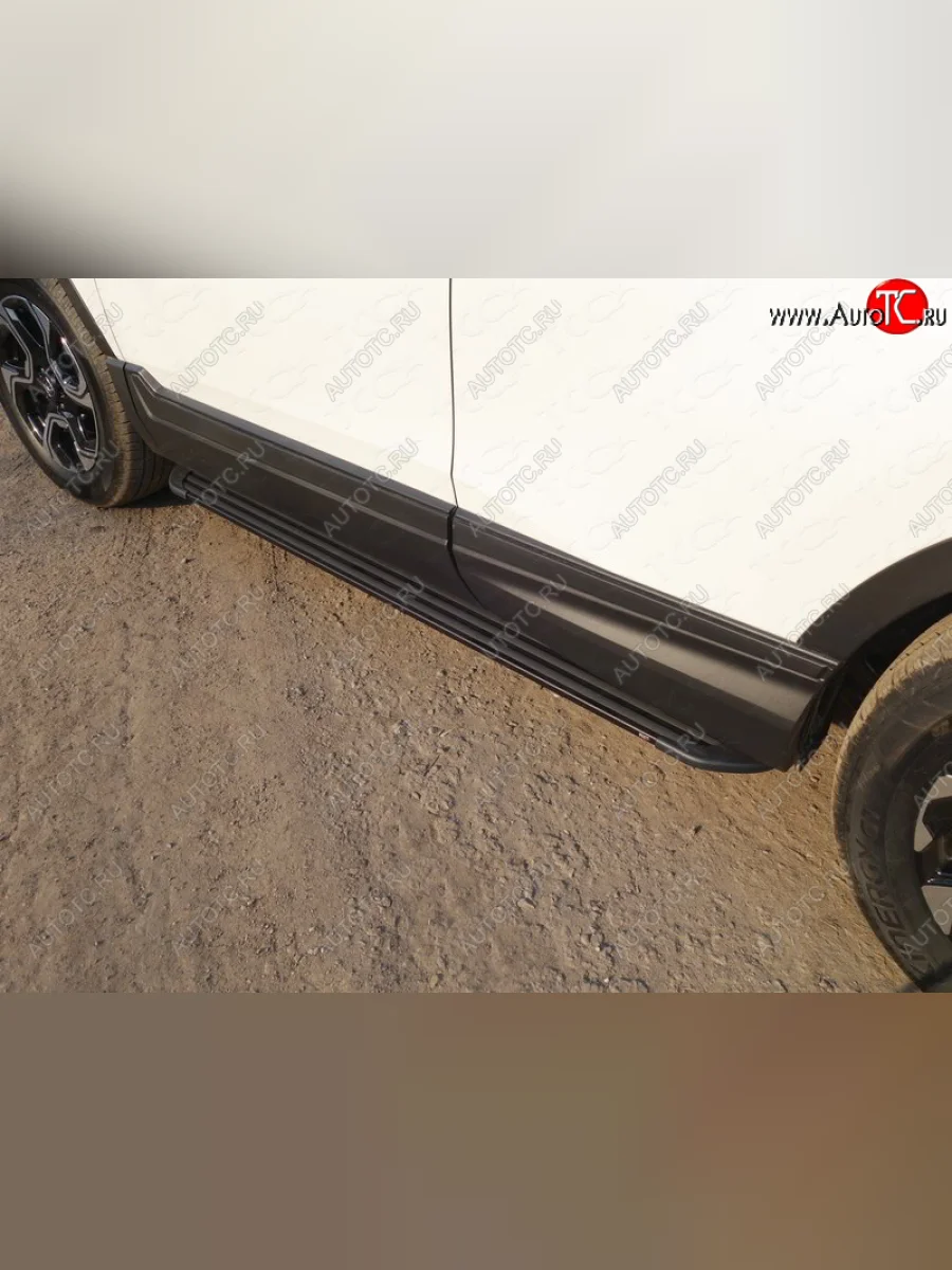 Пороги алюминиевые Slim Line ТСС Тюнинг Honda CR-V RW,RT дорестайлинг (2016-2020) (Black)  в Воронеже Воронежской области