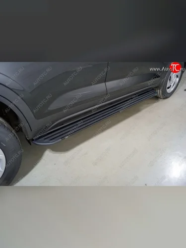 Пороги алюминиевые Slim Line ТСС Тюнинг (Black) Hyundai Creta SU (2020-2022)