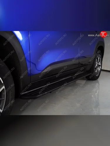Пороги алюминиевые Slim Line ТСС Тюнинг (Black) KIA Seltos SP2 дорестайлинг (2019-2022)