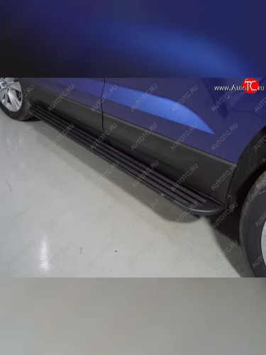 Пороги алюминиевые Slim Line ТСС Тюнинг (Black) Skoda Karoq NU7 рестайлинг (2020-2025)