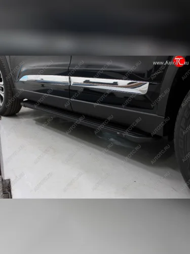 Пороги алюминиевые Slim Line ТСС Тюнинг (Black) Chery Tiggo 8 1 T18 рестайлинг (2019-2023)