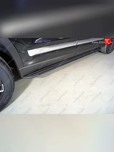 Пороги алюминиевые Slim Line ТСС Тюнинг (Black) Chery Tiggo 8 PRO (2021-2025)