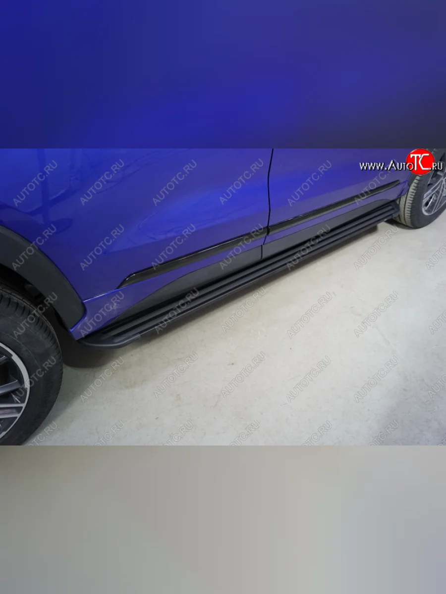 Пороги алюминиевые Slim Line ТСС Тюнинг EXEED LX 1-ый рестайлинг (2021-2025) (Black)  с доставкой в г. Керчь