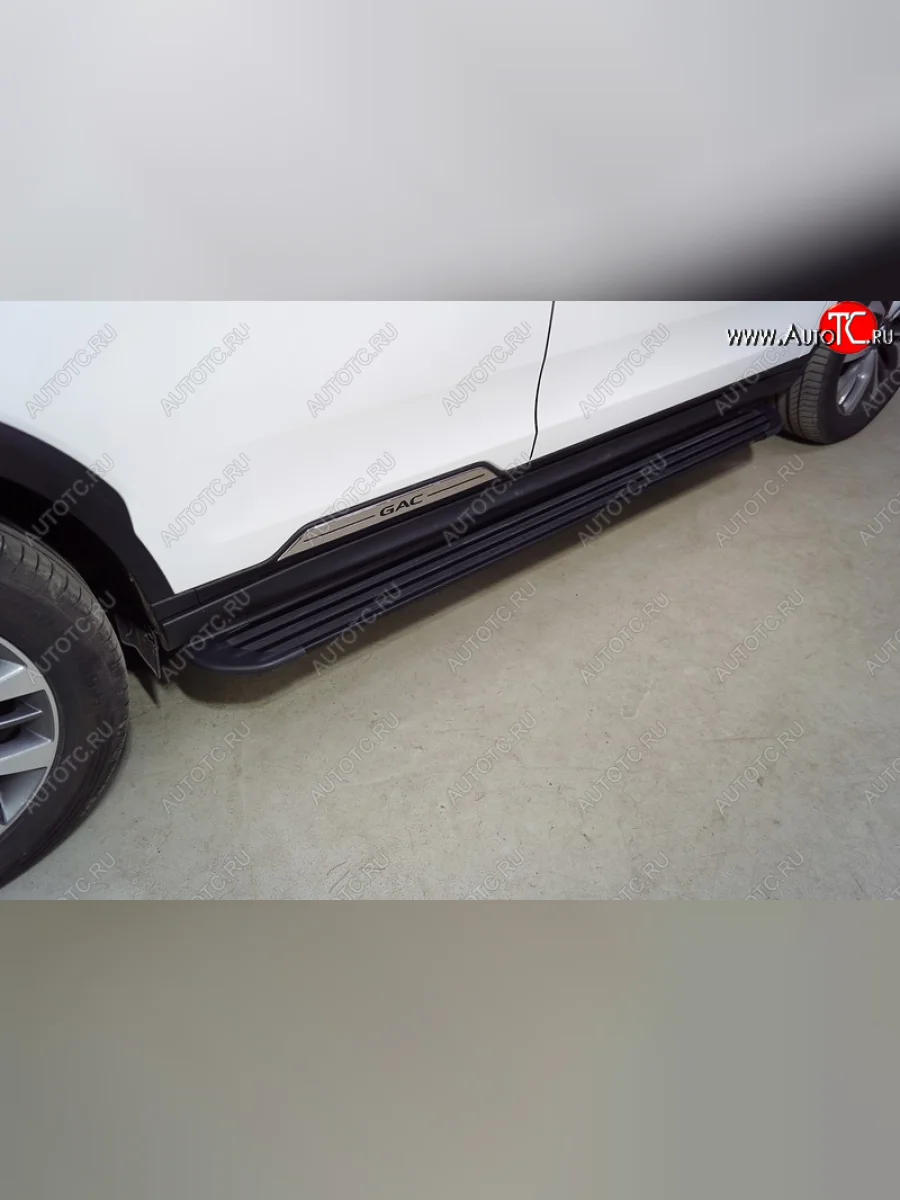 Пороги алюминиевые Slim Line ТСС Тюнинг GAC GS8 (2016-2023) (Black)  с доставкой в г. Керчь