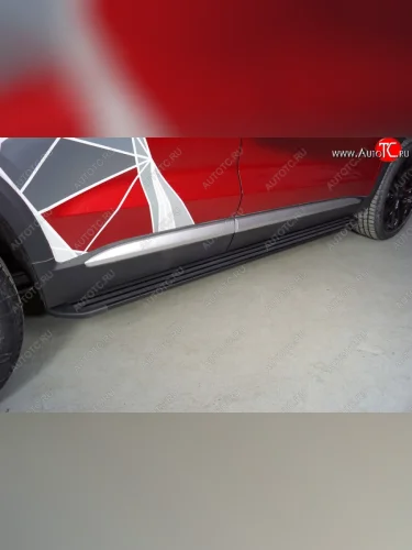 Пороги алюминиевые Slim Line ТСС Тюнинг (Black) Geely Tugella FY11,HPBA4 рестайлинг (2022-2025)