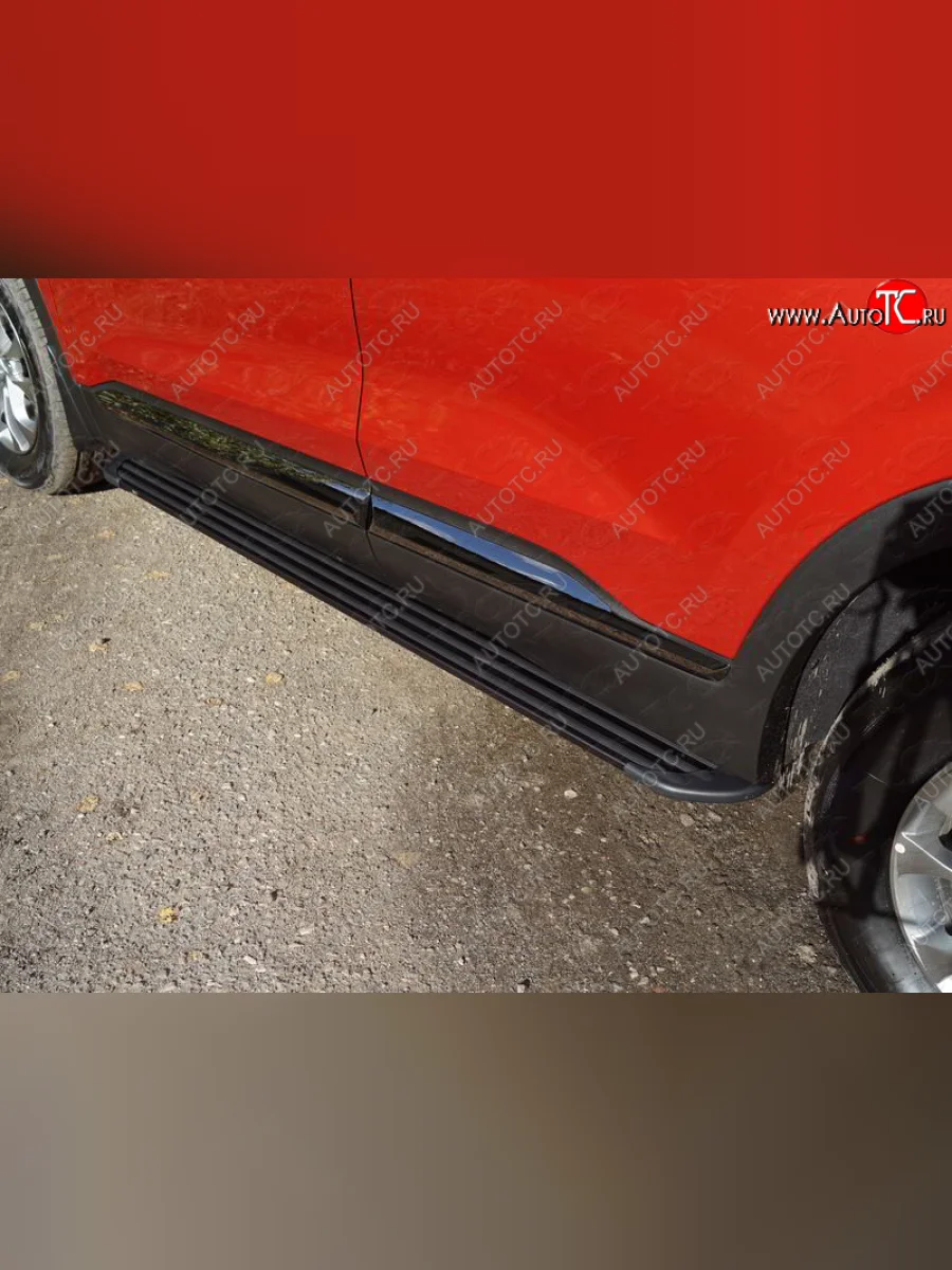 Пороги алюминиевые Slim Line ТСС Тюнинг Hyundai Santa Fe TM дорестайлинг (2018-2021) (Black)  в Самаре Самарской области