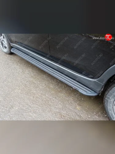 Пороги алюминиевые Slim Line ТСС Тюнинг (Black) Subaru XV GT/G24 дорестайлинг (2017-2021)