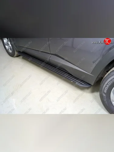 Пороги алюминиевые Slim Line ТСС Тюнинг (Black) Hyundai Tucson NX4 (2020-2022)