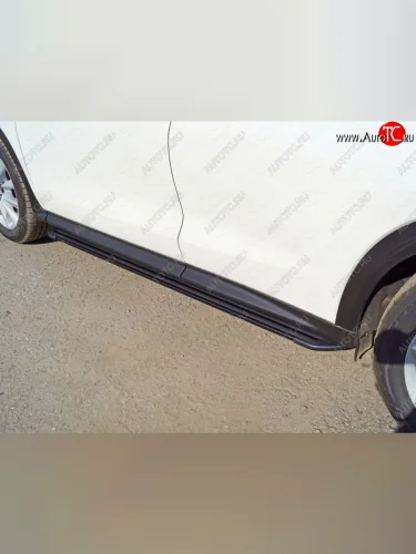 Пороги алюминиевые Slim Line ТСС Тюнинг (Black) INFINITI Qx50 J55 (2017-2022)