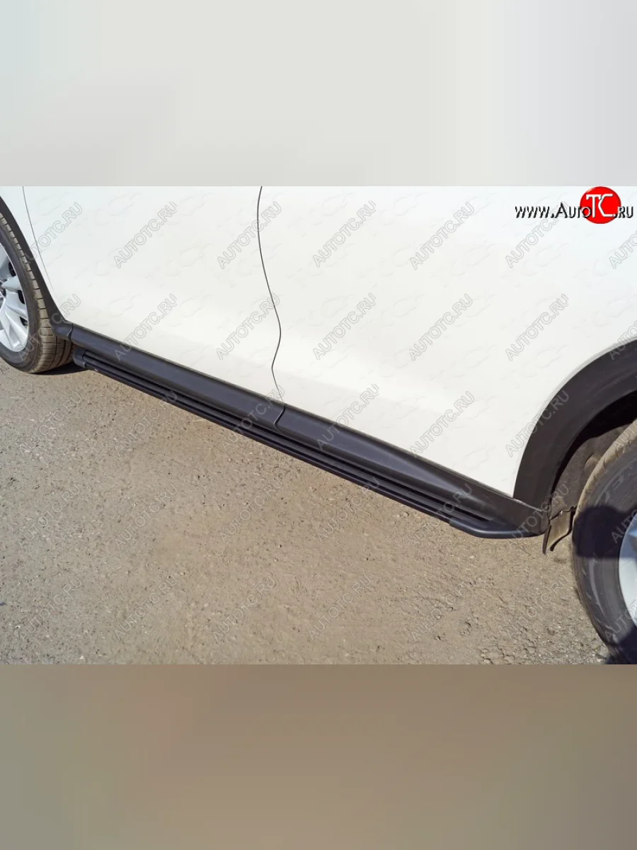 Пороги алюминиевые Slim Line ТСС Тюнинг INFINITI Qx50 J55 (2017-2022) (Black)  в Перми Пермском крае