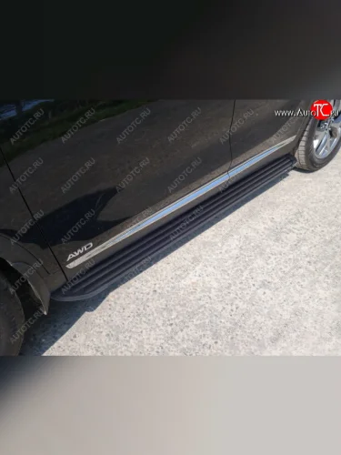 Пороги алюминиевые Slim Line ТСС Тюнинг (Black) KIA Sorento UM/Prime рестайлинг (2018-2020)