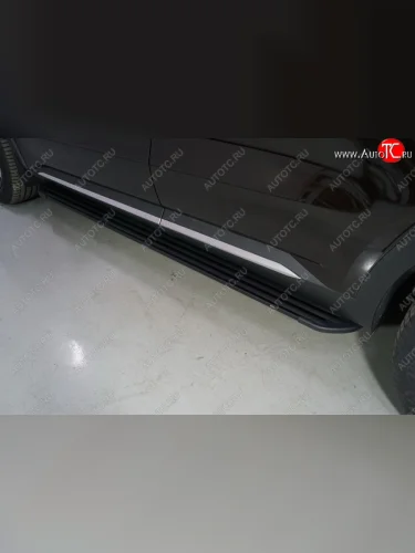 Пороги алюминиевые Slim Line ТСС Тюнинг (Black) KIA Sorento MQ4 (2020-2022)