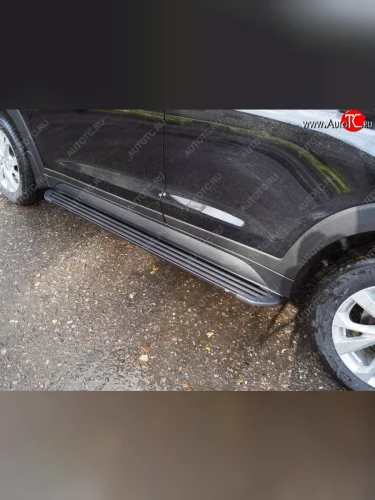 Пороги алюминиевые Slim Line ТСС Тюнинг (Black) Hyundai Tucson TL рестайлинг (2018-2021)