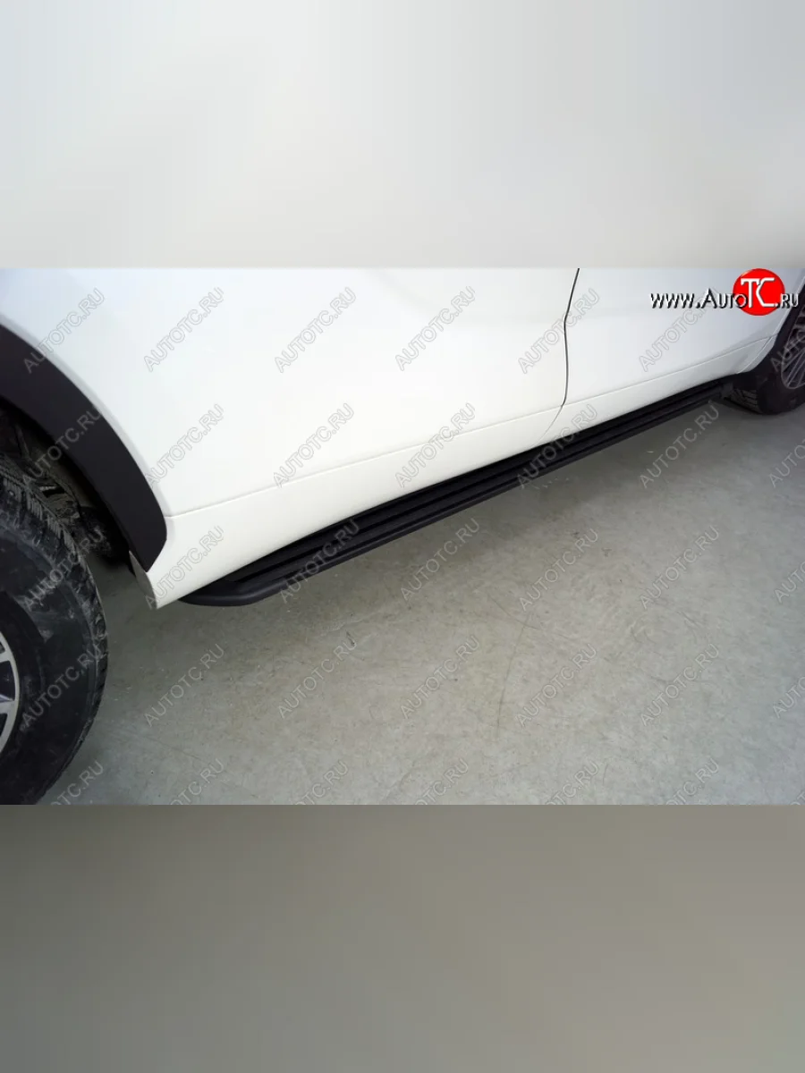 Пороги алюминиевые Slim Line ТСС Тюнинг Toyota Highlander XU70 (2020-2025) (Black)  в Самаре Самарской области