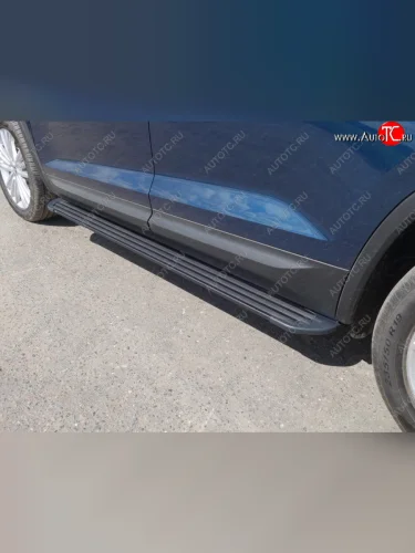 Пороги алюминиевые, ТСС Тюнинг (Slim Line Black) Skoda Kodiaq 1 NS7 дорестайлинг (2017-2021)
