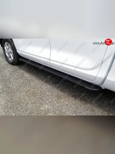 Пороги алюминиевые Slim Line ТСС Тюнинг (Black) Changan Hunter Plus пикап (2022-2025)
