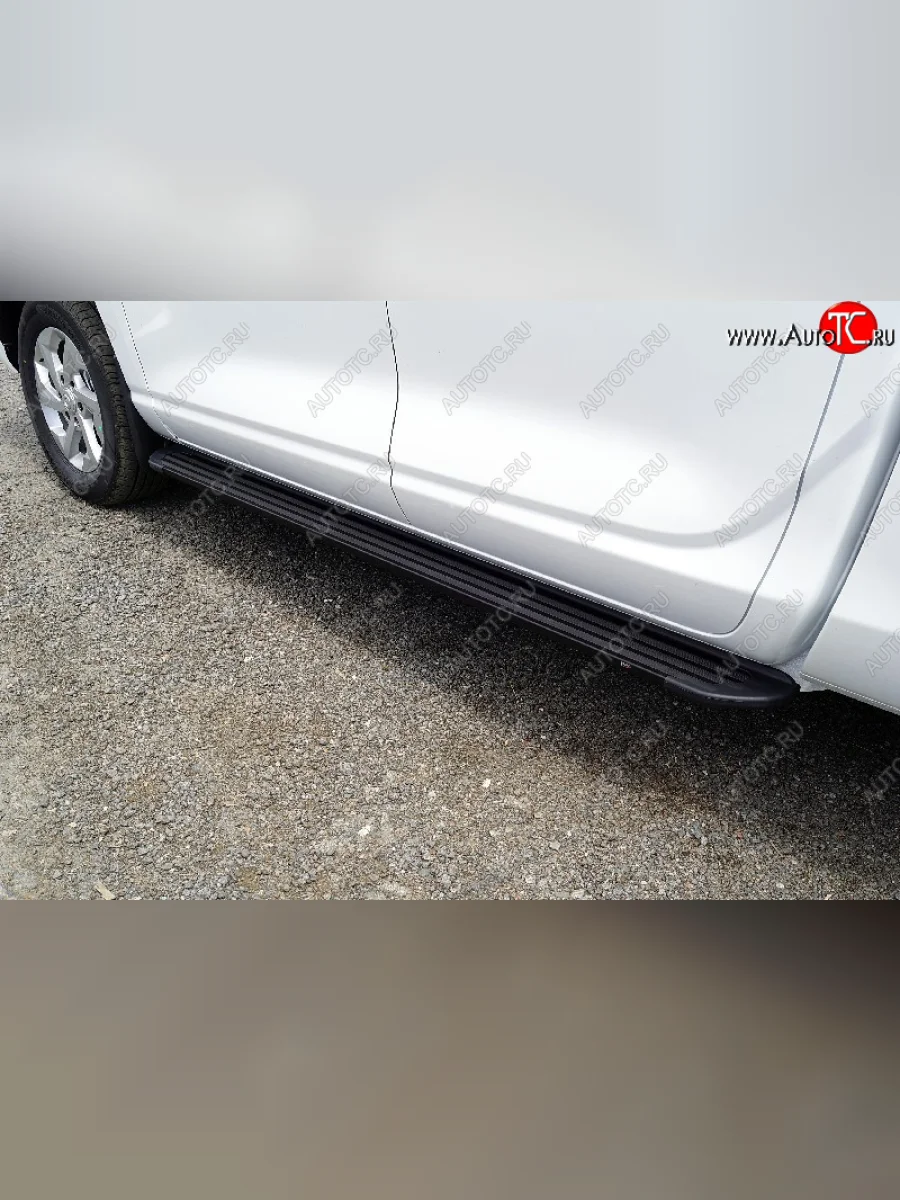 Пороги алюминиевые Slim Line ТСС Тюнинг Changan Hunter Plus пикап (2022-2025) (Black)  в Керчи Республика Крым