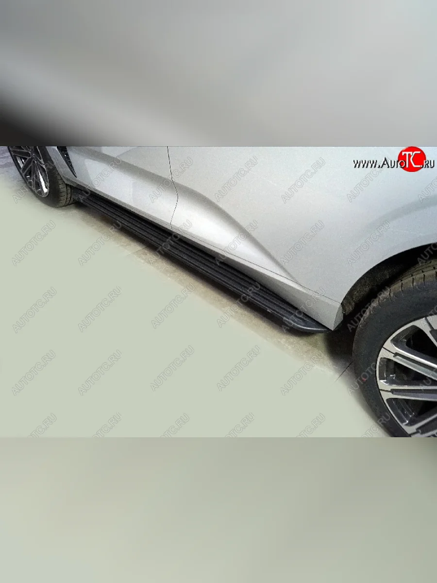 Пороги алюминиевые Slim Line ТСС Тюнинг Changan UNI-V лифтбэк (2021-2025) (Black)  в Керчи Республика Крым