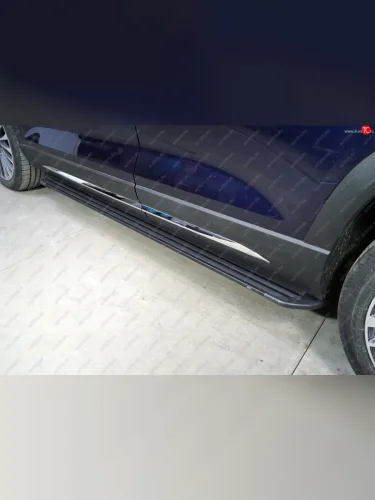 Пороги алюминиевые Slim Line ТСС Тюнинг (Black) Jetour X90 Plus (2021-2025)