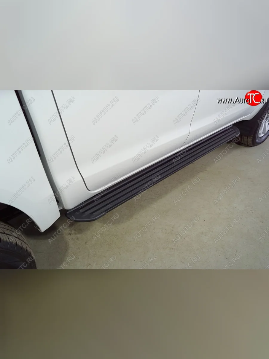 Пороги алюминиевые Slim Line ТСС Тюнинг JAC T6 пикап (2018-2024) (Black)  в Керчи Республика Крым
