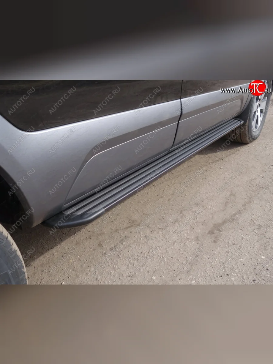 Пороги алюминиевые Slim Line ТСС Тюнинг KIA Mohave HM рестайлинг (2017-2020) (Black)  в Керчи Республика Крым