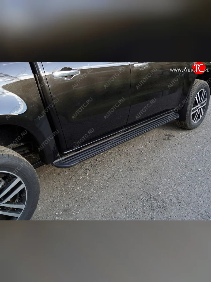 Пороги алюминиевые Slim Line ТСС Тюнинг Mercedes-Benz X class W470 (2017-2020) (Black)  в Керчи Республика Крым