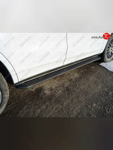 Пороги алюминиевые Slim Line ТСС Тюнинг (Black ) Porsche Cayenne PO536 (2018-2025)